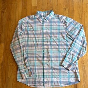 Vineyard Vines Large OTG On-the-go Green/Pink/Green Plaid Button Down Shirt